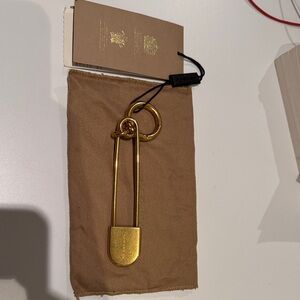 Burberry Gold Kilt Safety Pin Keyring brass